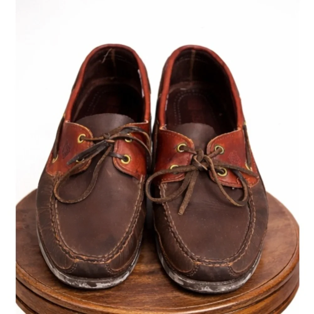 Dexter Navigator Leather Boat Shoes Mens 9 Brown Deck Shoes Preppy Coastal